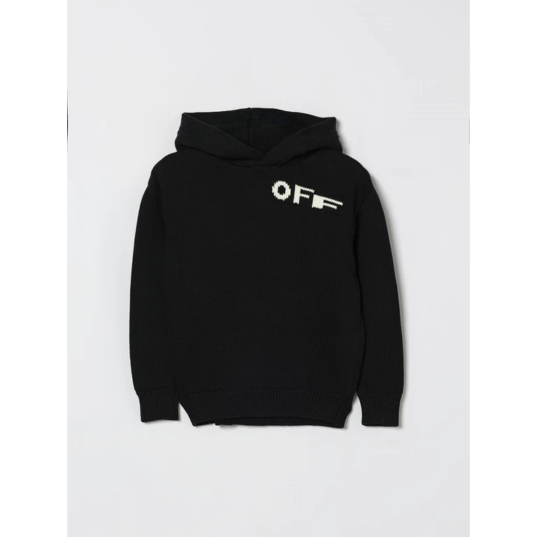 Off-White Kids Cotton Knit Hoodie with Logo (44BHU001S26K001001)