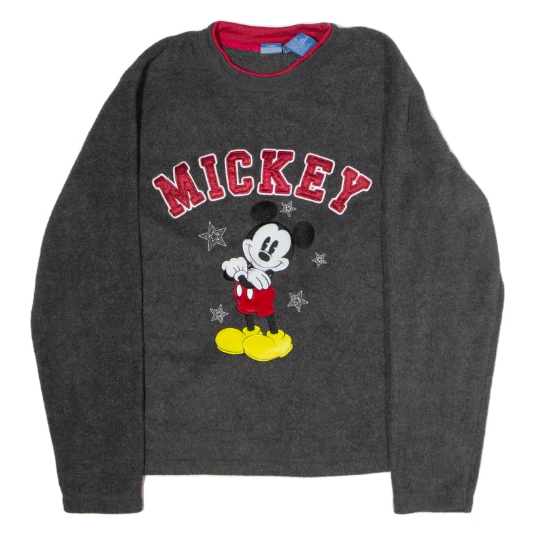 DISNEY Mickey Mouse Womens Fleece Grey Crew Neck M