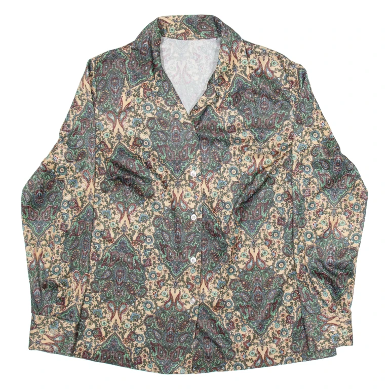 Womens Shirt Green Paisley Long Sleeve M