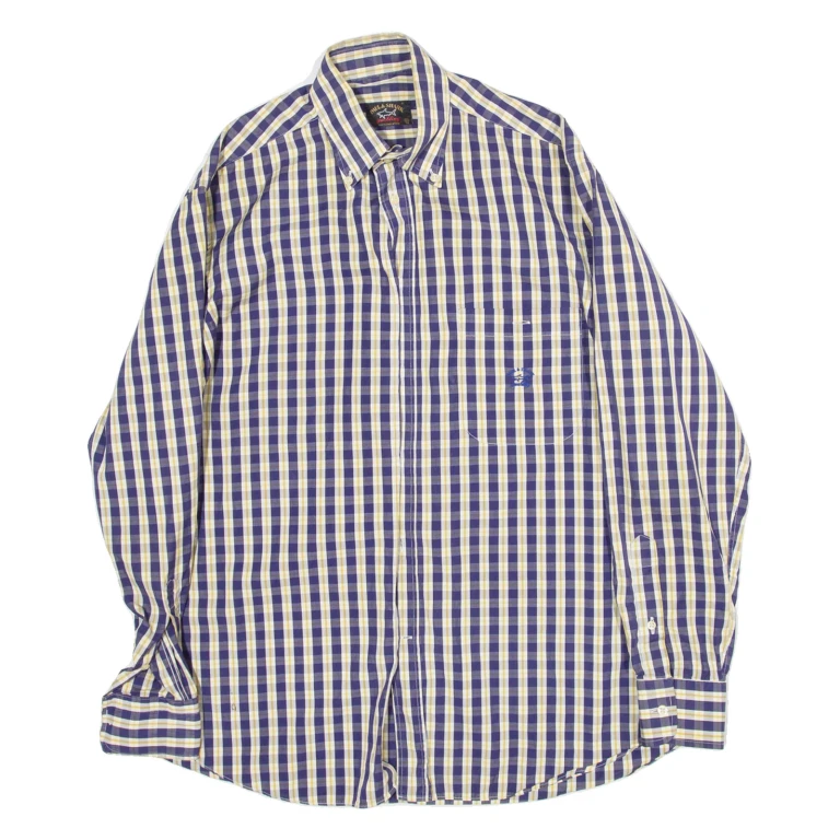 PAUL & SHARK Mens Shirt Purple Check Long Sleeve L
