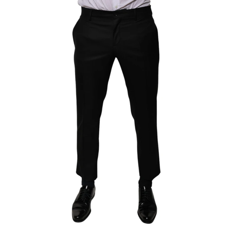 Dolce & Gabbana Black Wool Tapered Formal Dress Pants Virgin - Men