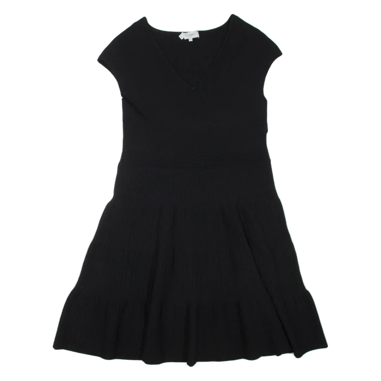 HOBBS LONDON Womens Day Dress Black Viscose Sleeveless Knee Length UK 16
