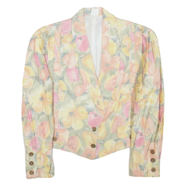 Womens Blazer Jacket Yellow Floral XL