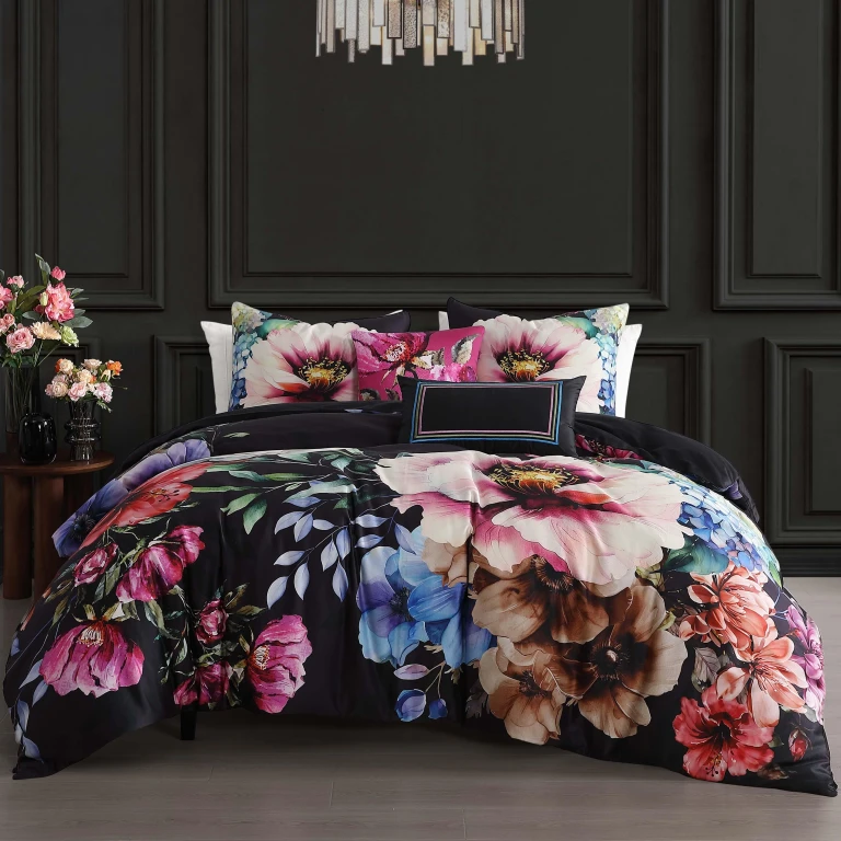 Black Night Poppies 5 Piece Reversible Comforter Set