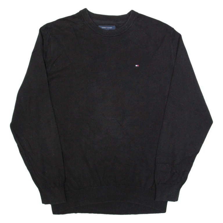 TOMMY HILFIGER Mens Jumper Black Tight Knit XL