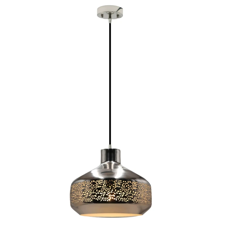 Shiny Nickel Etched Metal Pendant