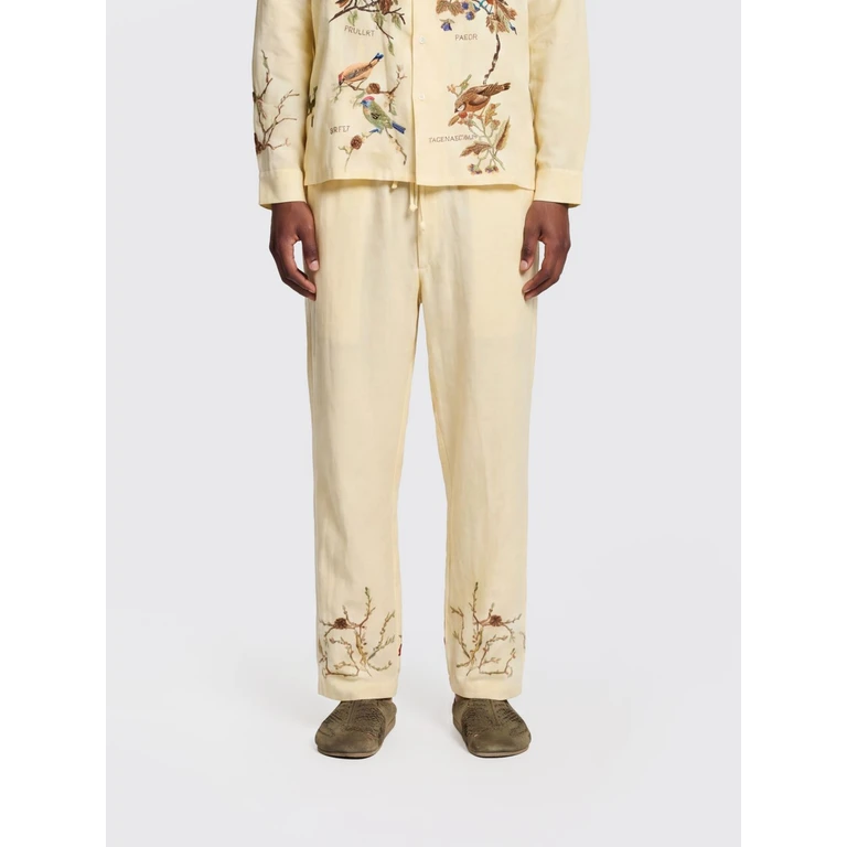 Straight-Leg Trousers in Cotton Blend with a Drawstring Waist (PA01096BEIGE)
