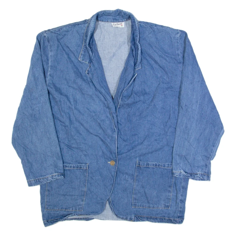 ENCHANTE Womens Blazer Jacket Blue 90s L