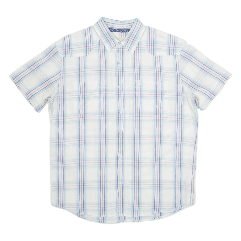 WRANGLER Mens Shirt Blue Check Short Sleeve L