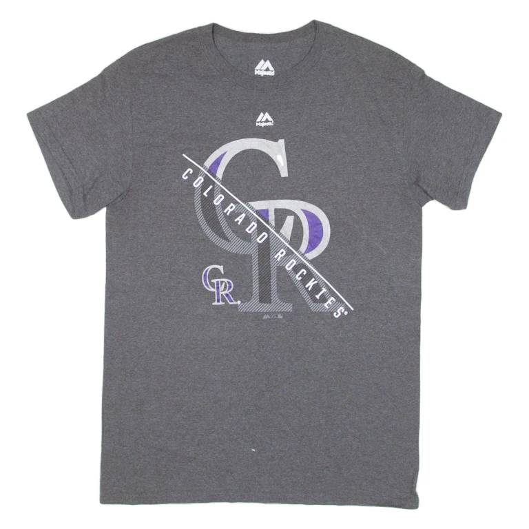 MAJESTIC Colorado Rockies Mens T-Shirt Grey USA S
