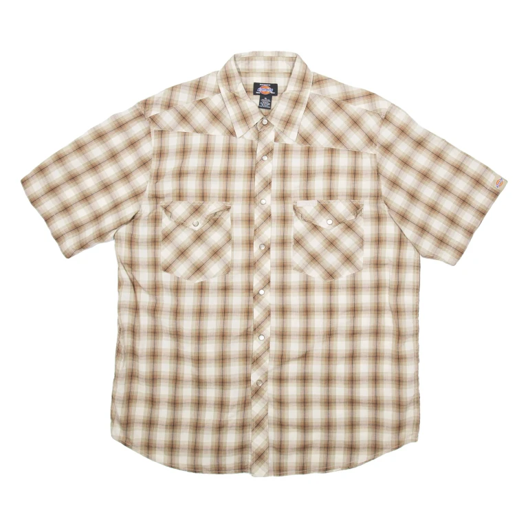DICKIES Mens Shirt Brown Check XL