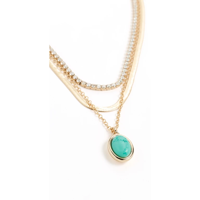 Ettika Crystal Halo Layered Necklace Turquoise One Size