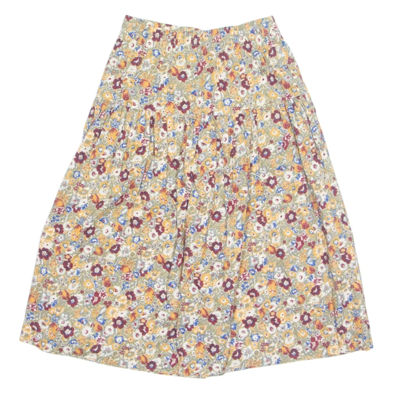 SAG HARBOUR Womens A-Line Skirt Beige Knee Length 90s Floral UK 8