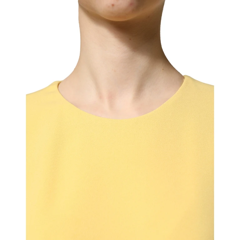 Dolce & Gabbana Yellow Short-Sleeved Crew Neck Midi Dress Viscose Elastane - Women