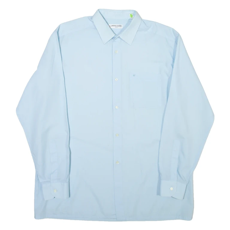 PIERRE CARDIN Mens Plain Shirt Blue Long Sleeve M