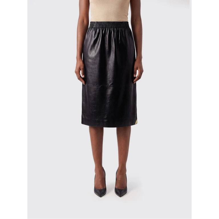 CHLOÉ High-Waisted Leather Pencil Midi Skirt with Elastic Waistband (CH26SCJ26203001)