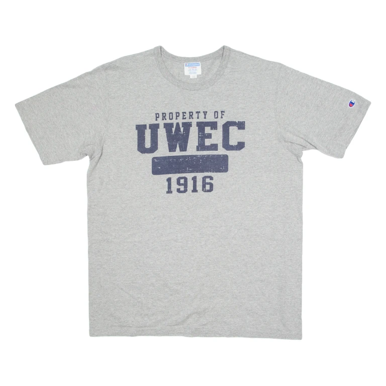 CHAMPION UWEC Mens T-Shirt Grey USA Crew Neck XL