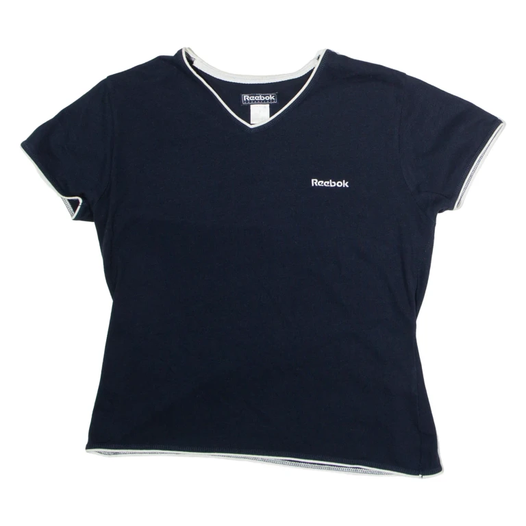 REEBOK Womens T-Shirt Blue V-Neck UK 14