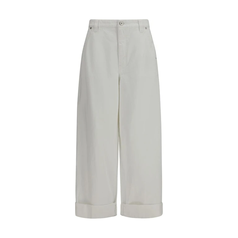 Brunello Cucinelli White Cotton Casual Pants - Women