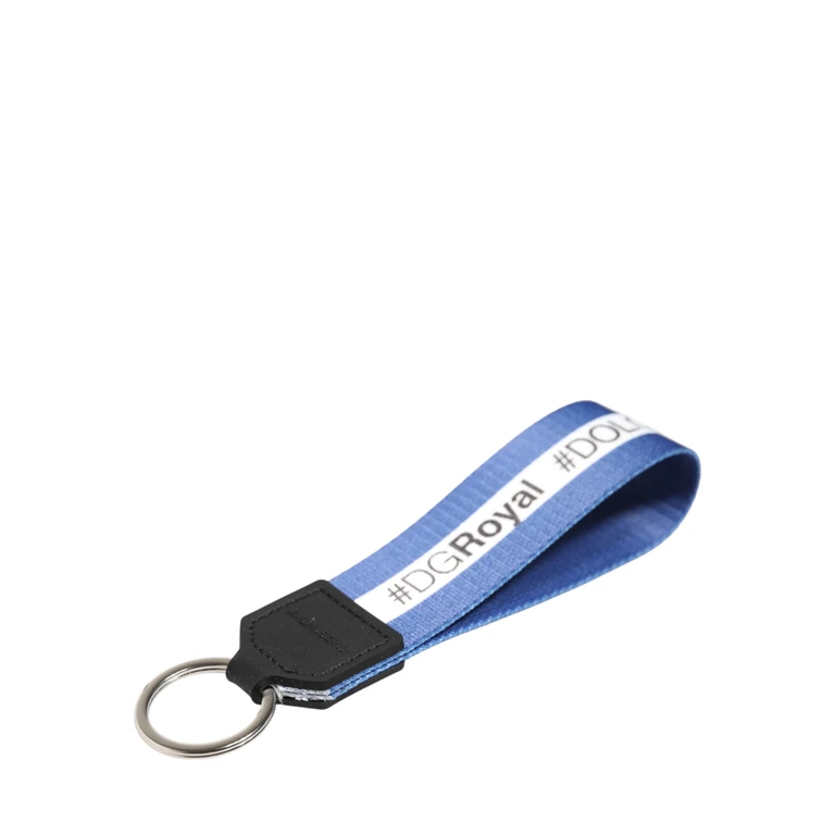 Dolce & Gabbana White Blue Logo Polyester Pvc Holder Keychain Keyring And Accessory - Unisex