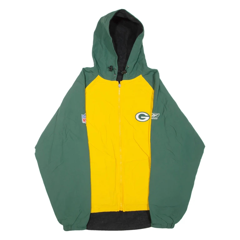 REEBOK Reversible X NFL Green Bay Packers Mens Jacket Green USA Hooded XL