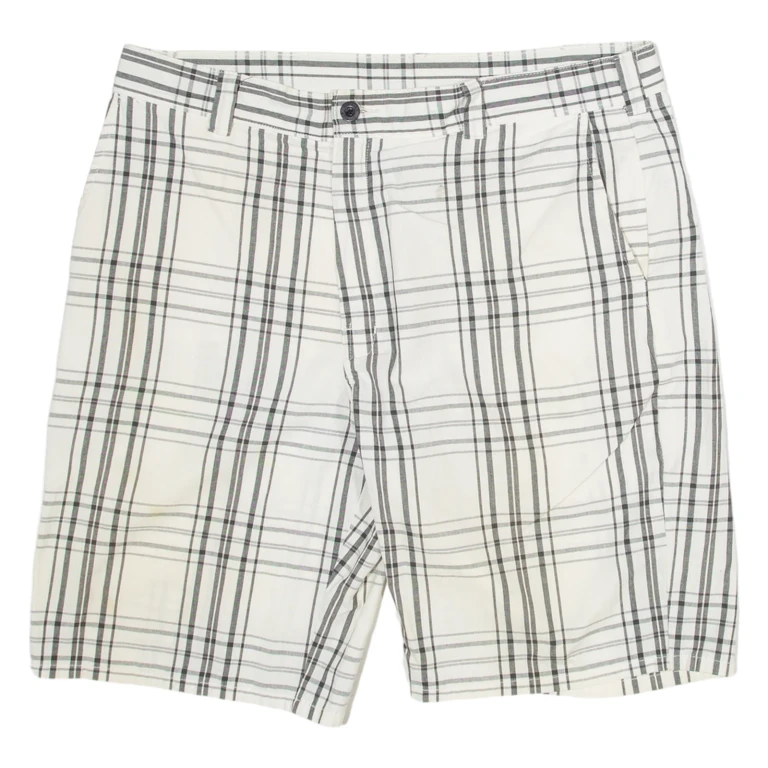 DICKIES Mens Workwear Shorts White Check XL W38