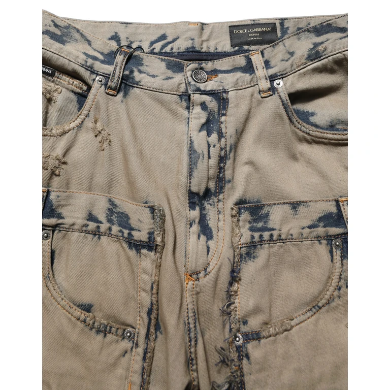 Dolce & Gabbana Beige Bleached Deconstructed Men Denim Jeans Cotton Clothing - Men