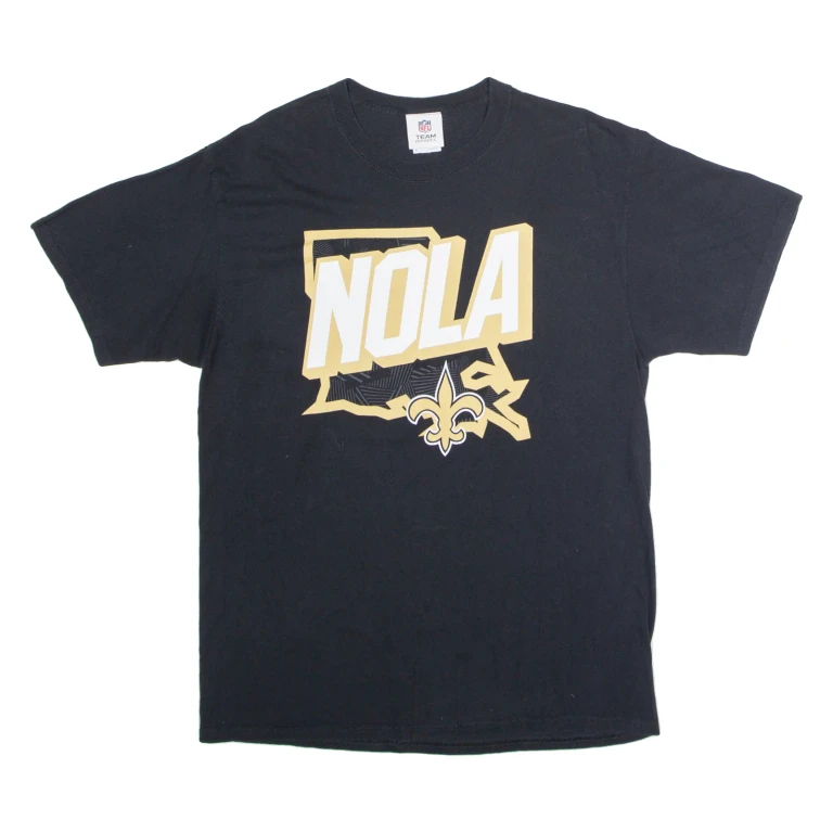 NFL New Orleans Saints Mens T-Shirt Black USA Crew Neck L