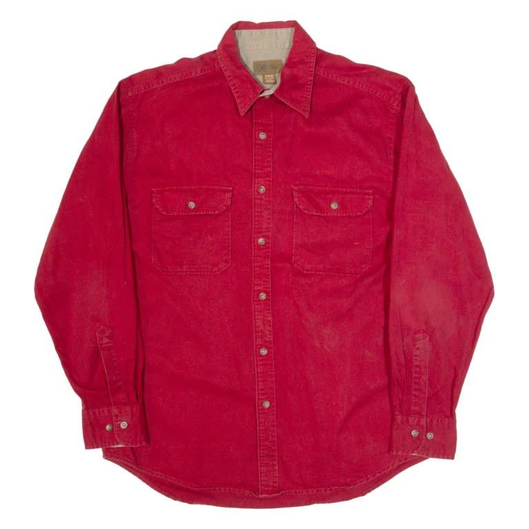 FADED GLORY Mens Plain Shirt Red Long Sleeve M