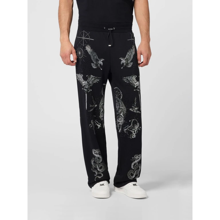 Slim Fit Graphic Print Cotton Blend Jogging Trousers with Drawstring (SAFCMJT2762PTE180N02)