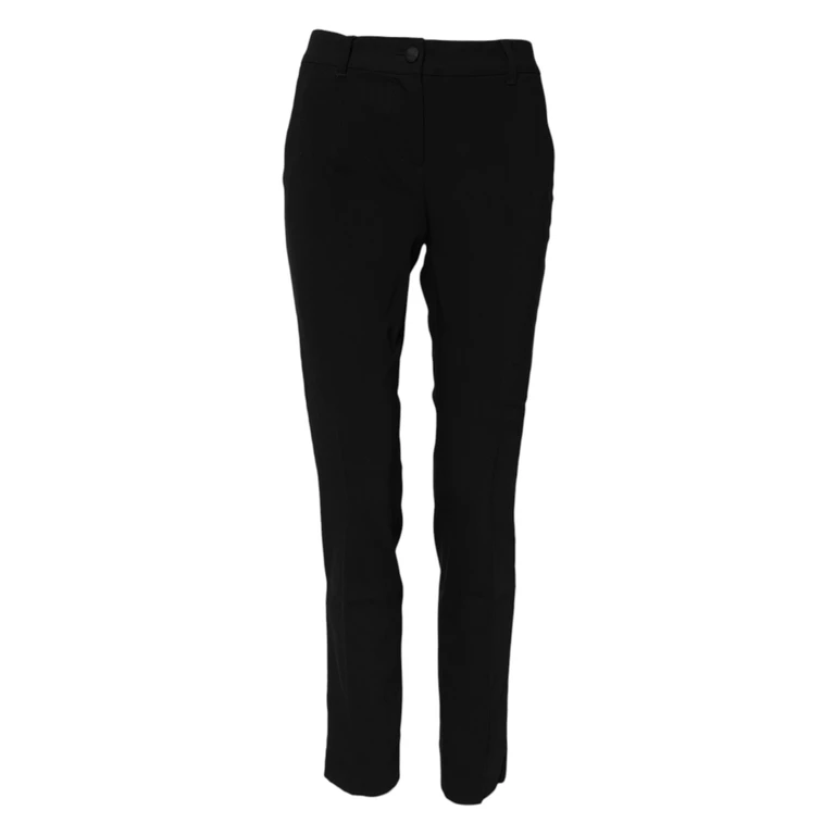 Dolce & Gabbana Black Wool Mid Waisted Tapered Dress Pants Silk Elastane - Women