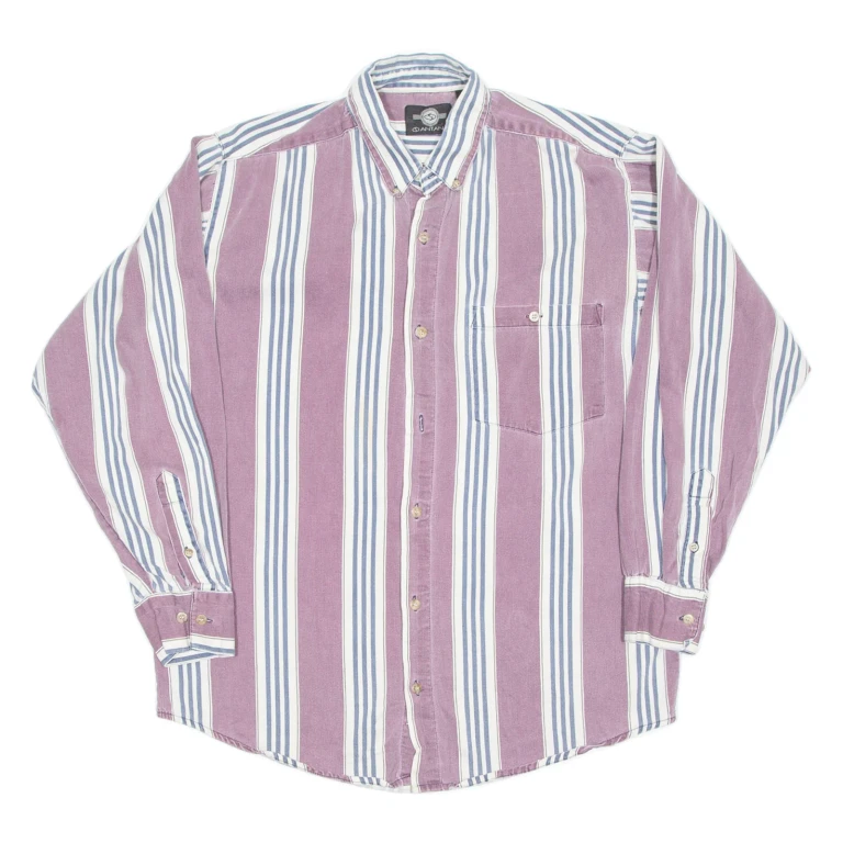 ANTANA Mens Shirt Purple Striped Long Sleeve M