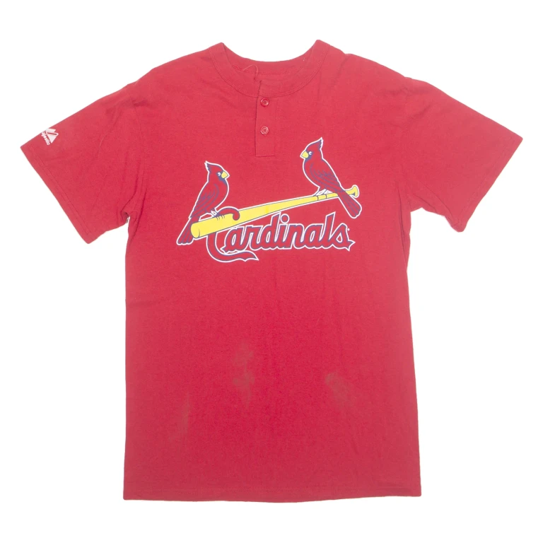 MAJESTIC MLB ST.LOUIS Cardinals '11 Mens T-Shirt Red USA Button Neck M