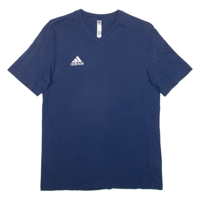 ADIDAS Mens T-Shirt Blue V-Neck S