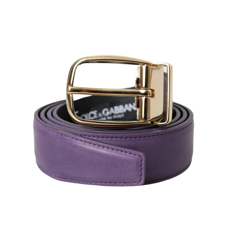 Purple Leather Gold Metal Buckle Belt Men - Men