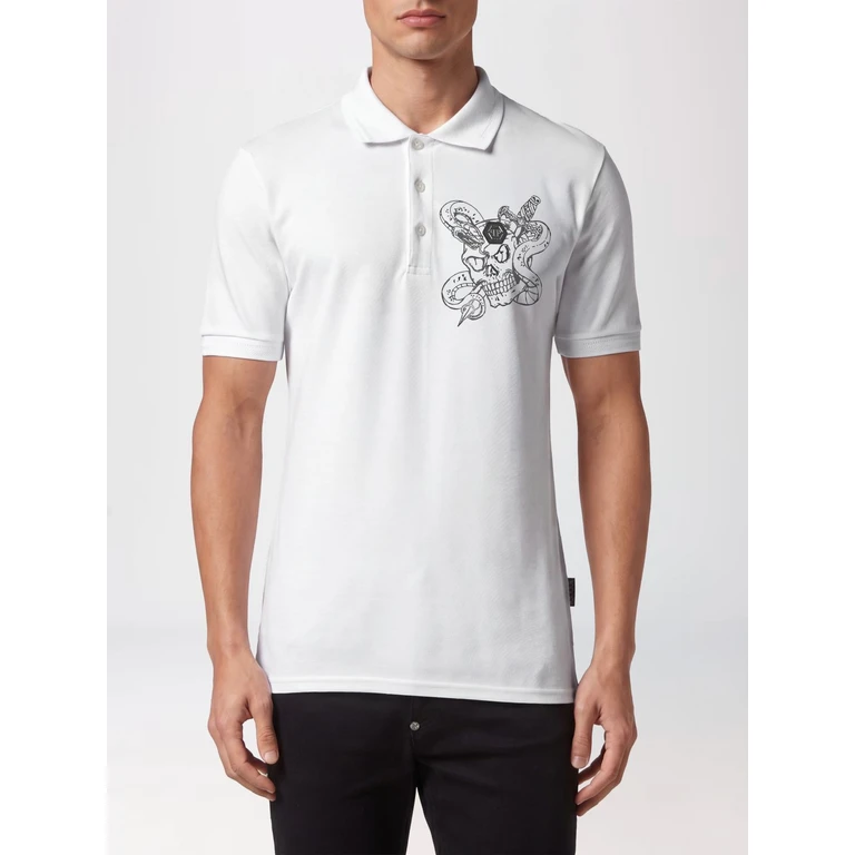 Short-Sleeve Cotton Polo Shirt with All-Over Monogram Print (AACCMTK6566PTE003N01)