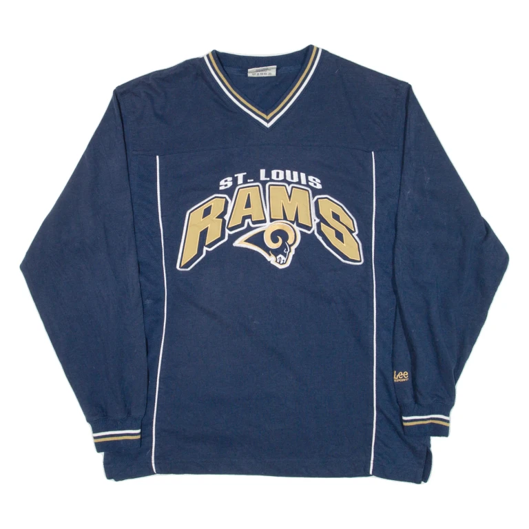LEE St.louis Rams Mens Sweatshirt Blue V-Neck USA M