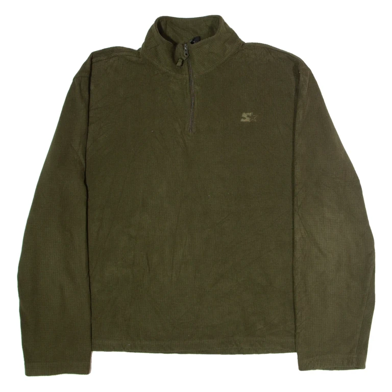 STARTER Mens Fleece Green 1/4 Zip L