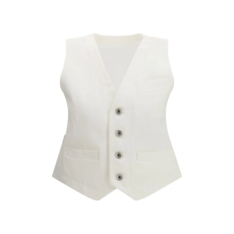 Sacai White Cotton Waistcoat Clothing - Women