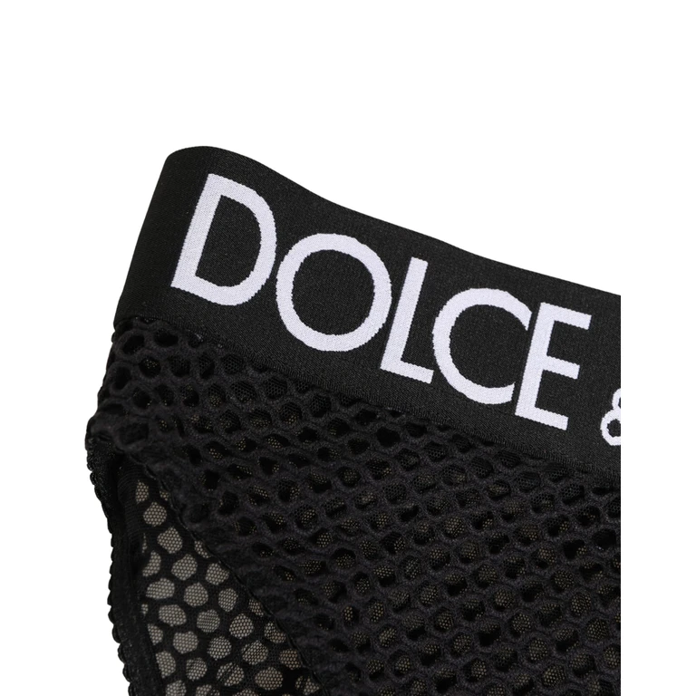 Dolce & Gabbana Black Cotton Mesh High Brief Panty Underwear Elastane Clothing - Women