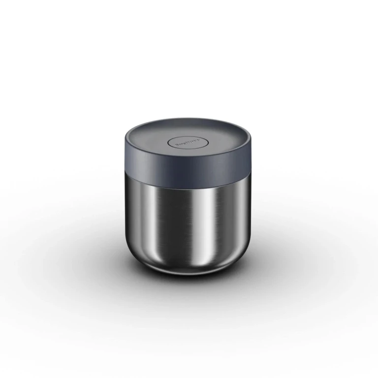 Nommie Stainless Steel 12oz Food Container, Navy and Steel