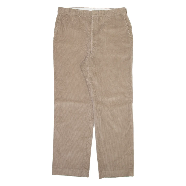 HAGGAR Mens Corduroy Trousers Beige Regular Straight W33 L30