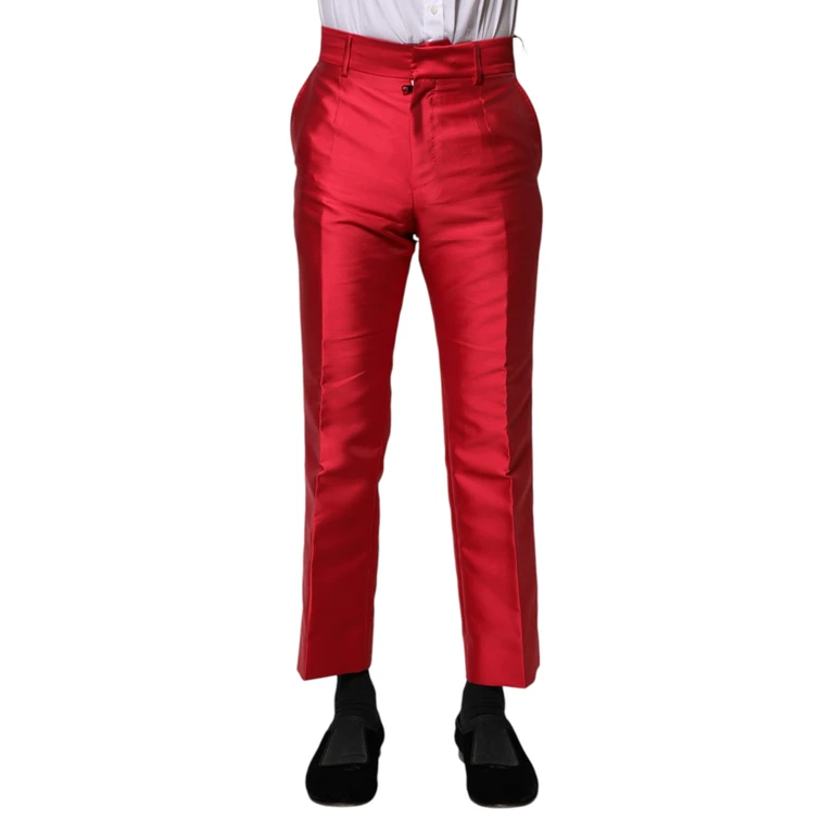 Dolce & Gabbana Red Polyester Cropped Dress Pants - Men