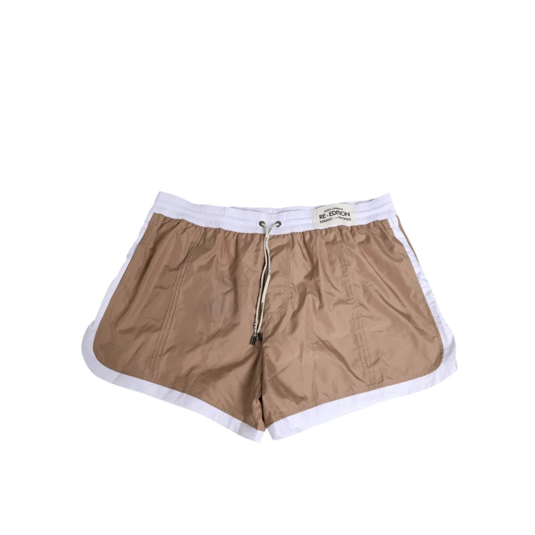 Brown White Polyester Re-Edition Shorts Swimwear - Men