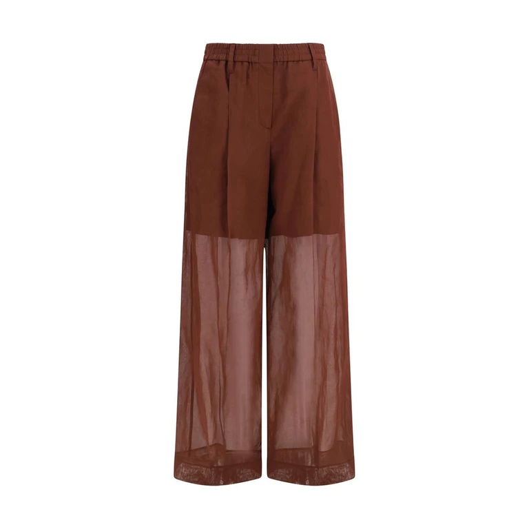 Brunello Cucinelli Brown Cotton Casual Pants - Women