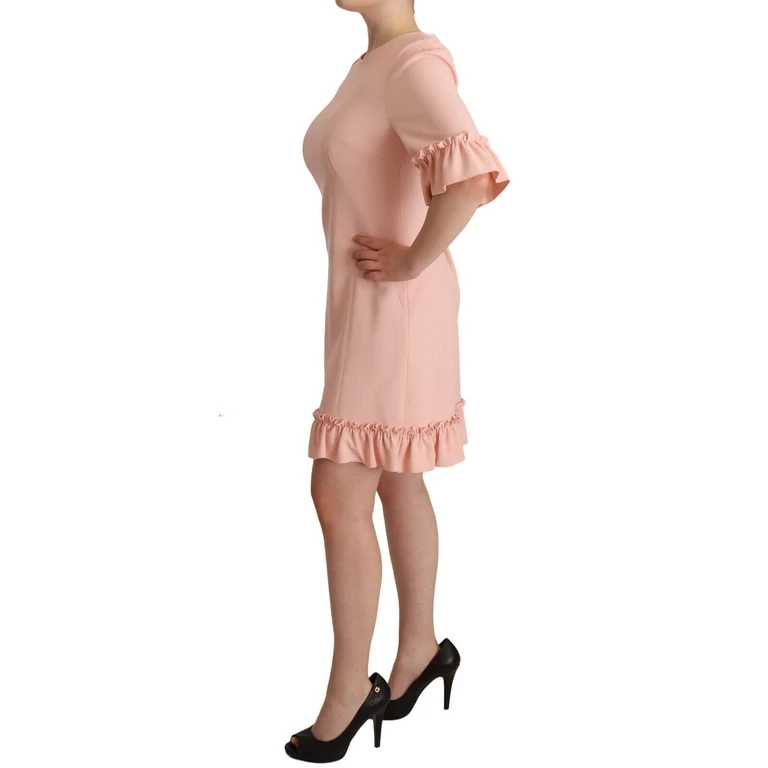 Dolce & Gabbana Pink Ruffled Sleeves Viscose Sheath Dress Rayon - Women