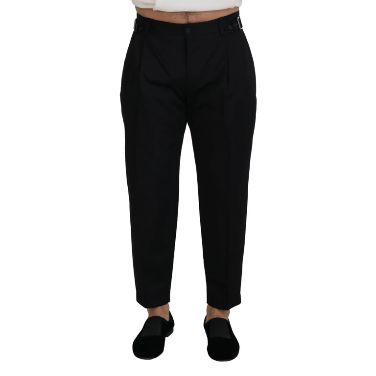 Black Cotton Chino Formal Pants Elastane - Men