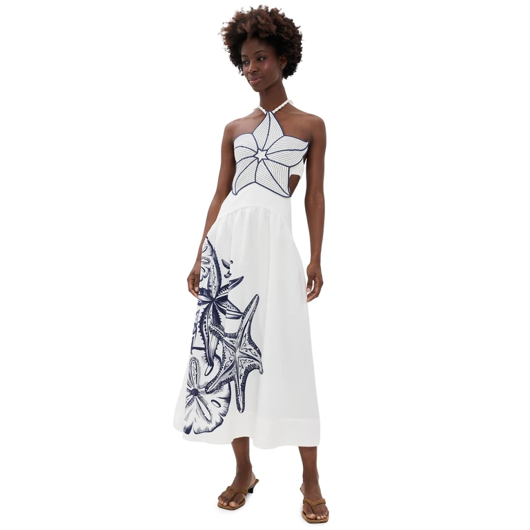 FARM Rio Coast Stars Maxi Dress Coast Stars Off-White XS