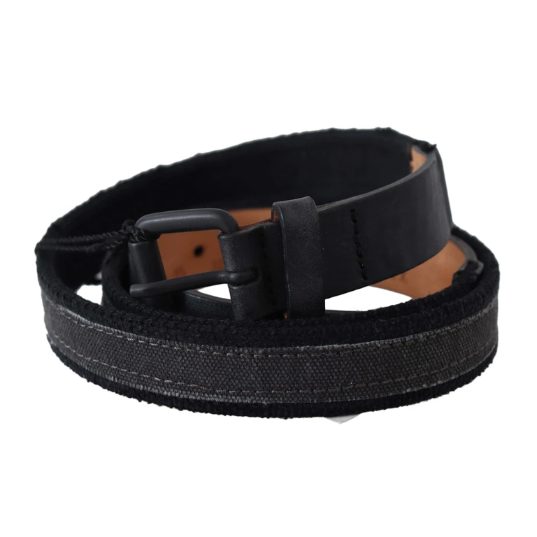 Black Leather Logo Buckle Waist Accessory - Women