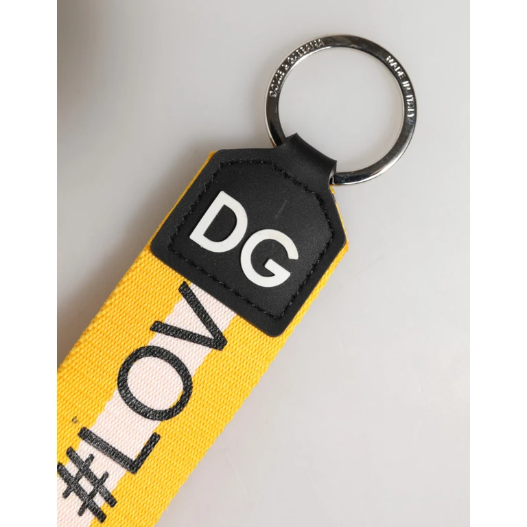 Dolce & Gabbana Yellow Logo Polyester Silver Brass Holder Keychain Keyring Pvc Accessory - Women